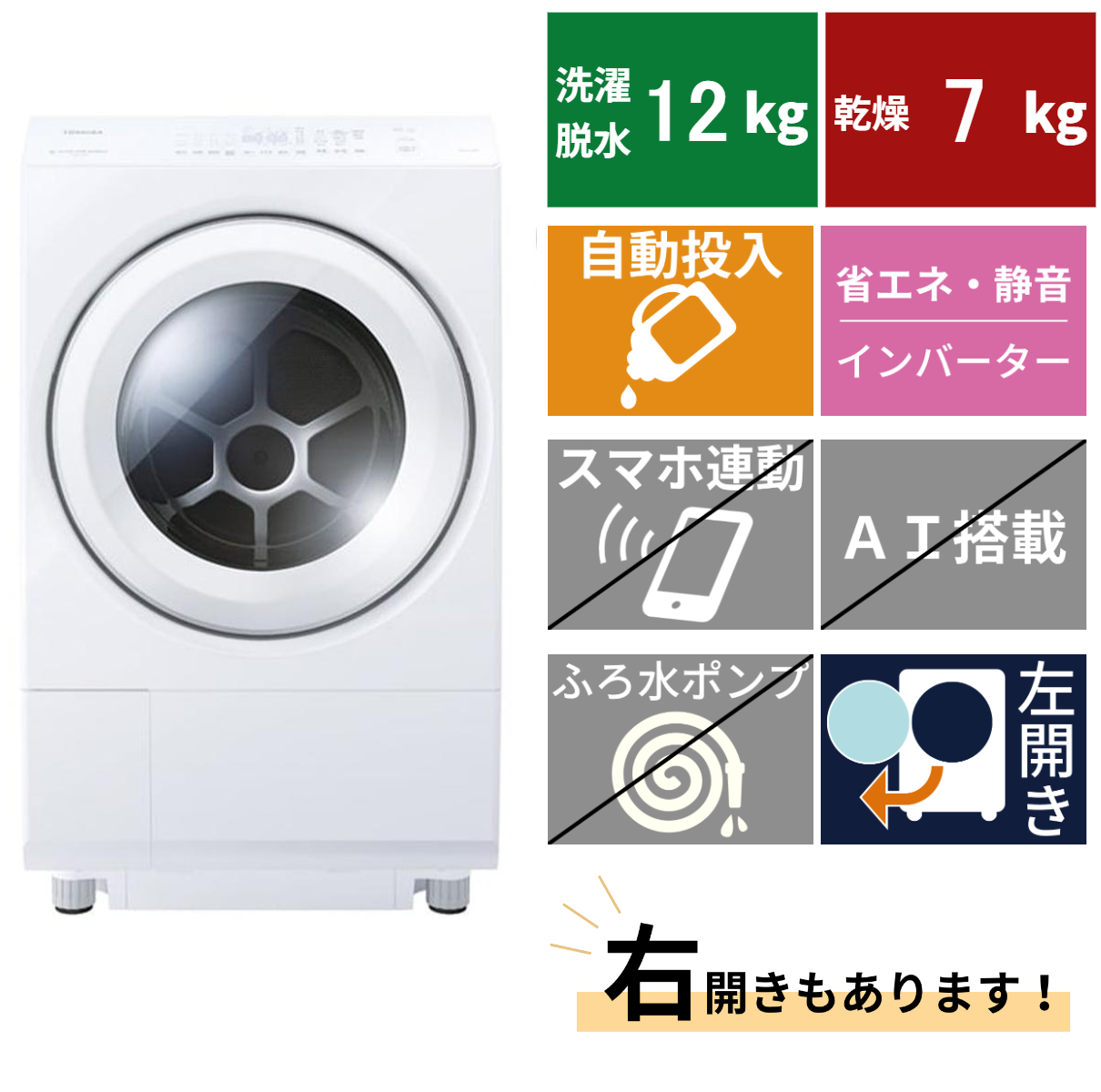 ドラム式洗濯機 TW-127XM5L(洗濯・脱水12.0kg、乾燥7.0)