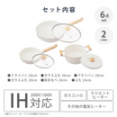 【ＩＨ・ガス火対応】ルオント フライパン・なべ 6点セット LUO-SE6W