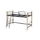 【お客様組立品】 天然木脚パイプベッド シングルサイズ 高さ140.5cm 幅209cm ハイタイプ IRI-1042SET