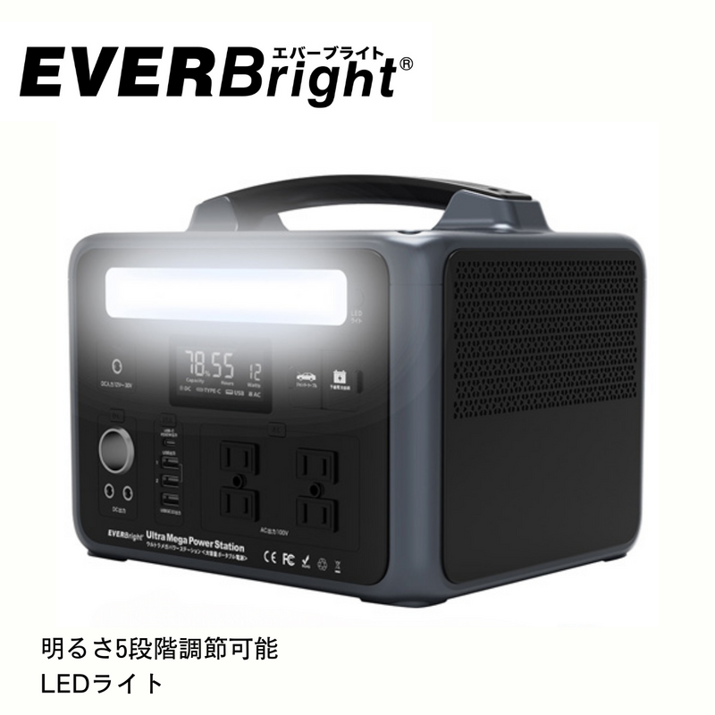 【EverBrite】<br>大容量20万mAh(640Wh)  ポータブル電源<br>ウルトラメガパワーステーション | SSBUMPS