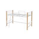 【お客様組立品】 天然木脚パイプベッド シングルサイズ 高さ140.5cm 幅209cm ハイタイプ IRI-1042SET