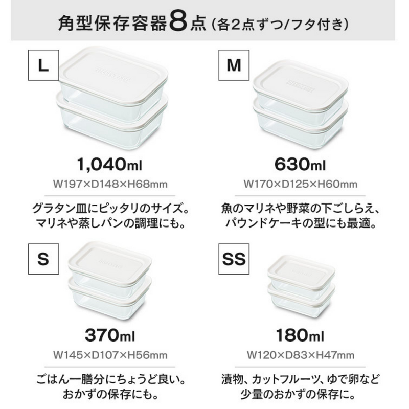 耐熱ガラス容器 12点セット TGS-12S