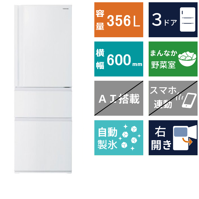 3ドア冷凍冷蔵庫<br>GR-W36SC (356L)