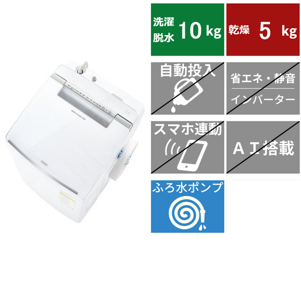 縦型洗濯乾燥機<br>AQW-TW10R (洗濯・脱水10kg、乾燥5kg)