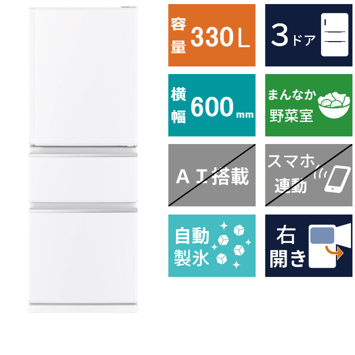 3ドア冷凍冷蔵庫　MR-C33M (330L)