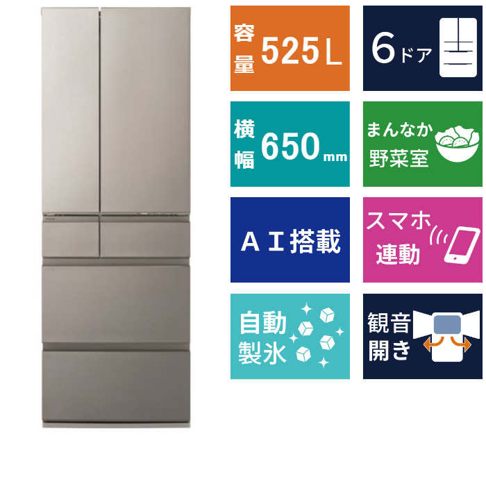 6ドア冷凍冷蔵庫<br>NR-F53HV2 (525L)