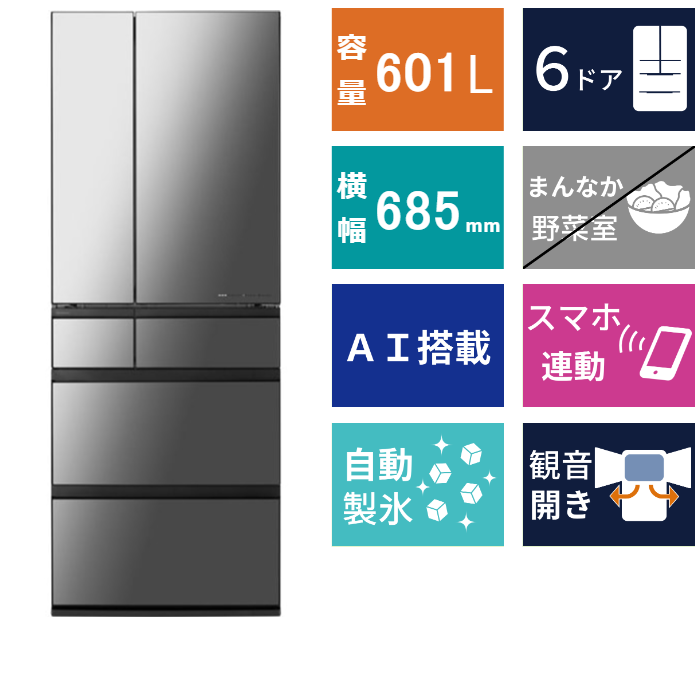 6ドア冷凍冷蔵庫<br>NR-F60WX2 (601L)