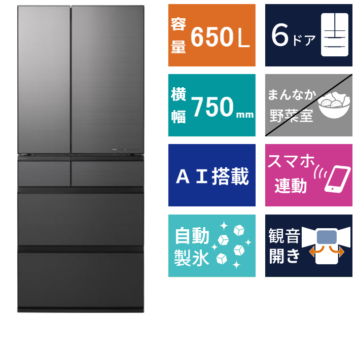 6ドア冷凍冷蔵庫<br>NR-F65WX2 (650L)