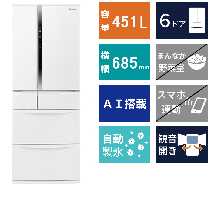6ドア冷凍冷蔵庫　NR-FVF45S2 (451L)