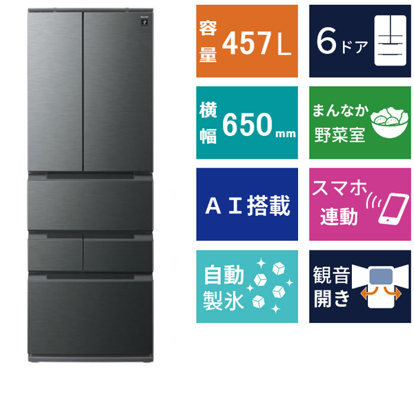 6ドア冷凍冷蔵庫 SJ-MF46P (457L)