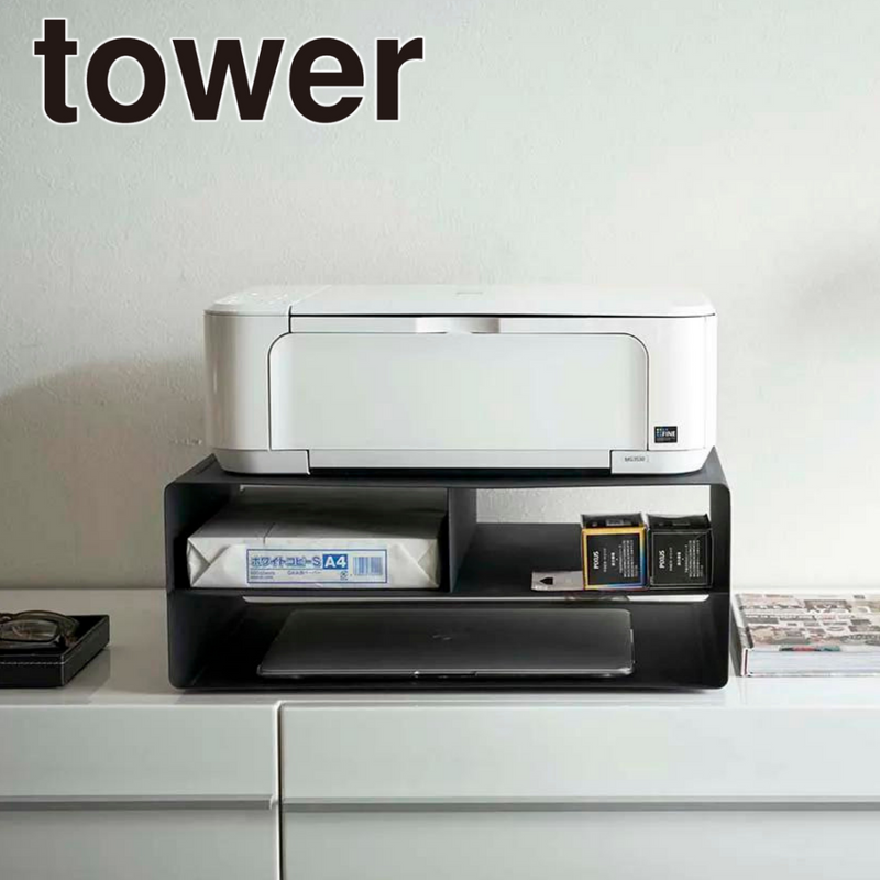 tower】 ツーウェイプリンター収納ラック タワー ホワイト ブラック tower】 ツーウェイプリンター収納ラック タワー ホワイト ブラック