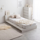 【お客様組立商品】Yuseong 幅100cm幅広すのこローベッド　ヘッドボード付き　セミシングルショート