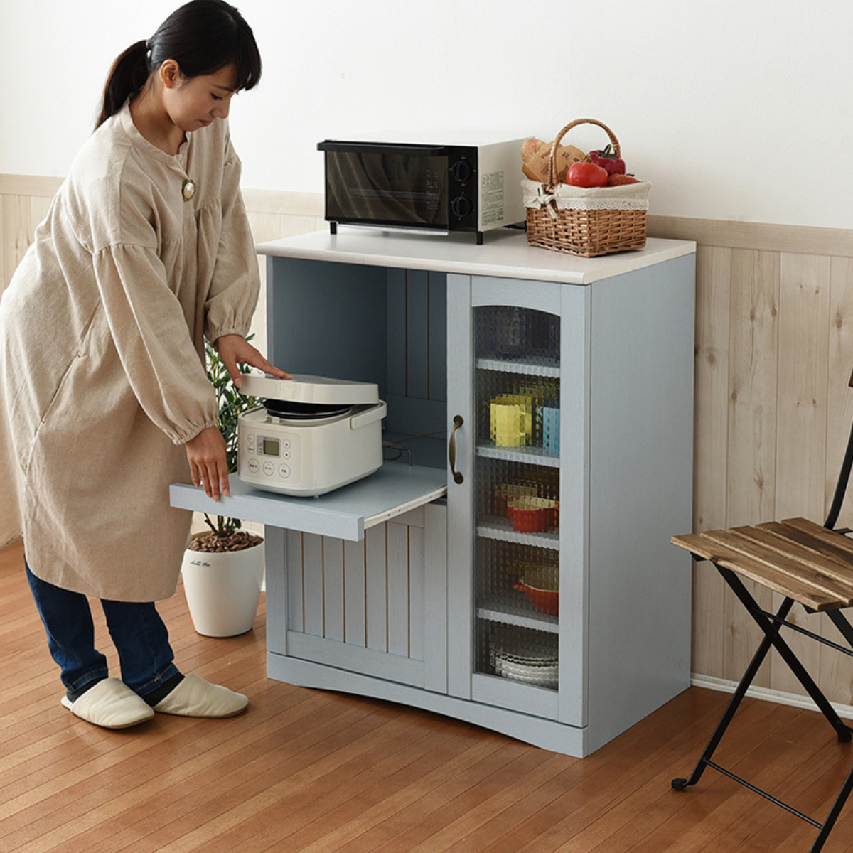 お客様組立品】FrenchCountryシリーズ キッチンカウンター 幅75cm 高さ