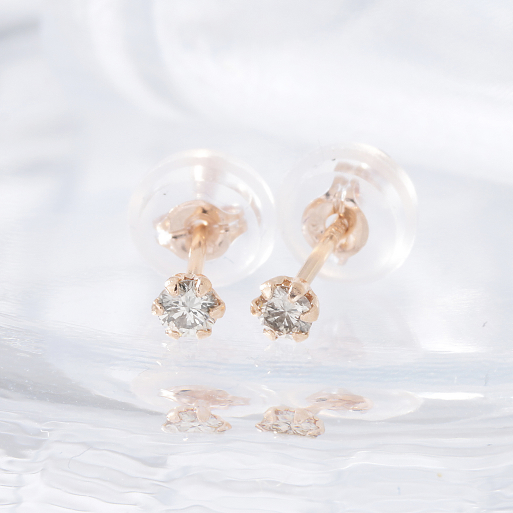 【 ダイヤモンドピアス 】, 18Ｋピンクゴールド 0.1ct ｜DVTFN10PGD