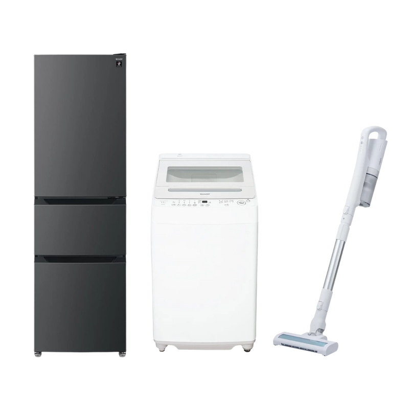 90号【09セット・SHARP（198,000円セット）】選べる家電3点セット 冷蔵庫・洗濯機に＋1アイテム