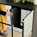 【お客様組立家具】ミラーキャビネット 木製 ミラー付き 扉 姿見 スクエア 寝室 ホテルライク 韓国インテリア おしゃれ 幅 75 高さ 85 脚付き　FMC-0008