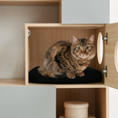 【お客様組立家具】猫 家具 おしゃれ 収納棚キャットウォーク 棚ペット用品 収納 キャットクローゼット 猫用トイレ 隠せる 収納ラック キャットタワー 幅 70 高さ110　FNK-0002-NAGY