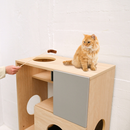 【お客様組立家具】猫 家具 おしゃれ 収納棚キャットウォーク 棚ペット用品 収納 キャットクローゼット 猫用トイレ 隠せる 収納ラック キャットタワー 幅 70 高さ110　FNK-0002-NAGY