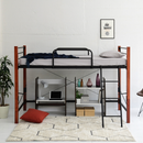 【お客様組立品】 天然木脚パイプベッド シングルサイズ 高さ140.5cm 幅209cm ハイタイプ IRI-1042SET