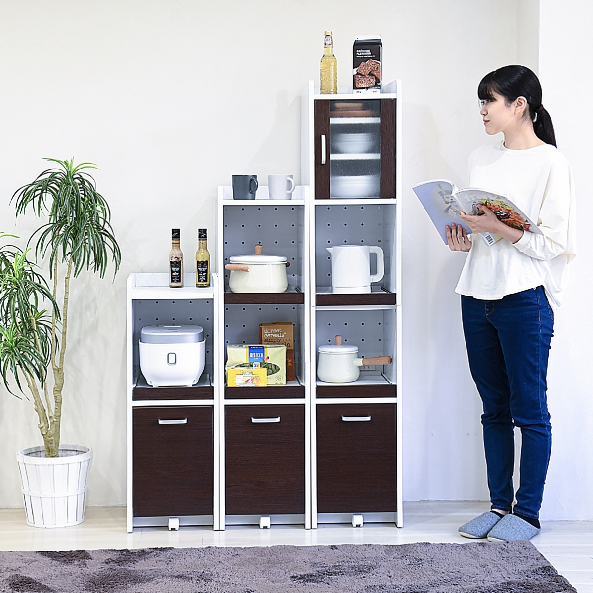 お客様組立品】スマートキッチンシリーズ 幅 30cm 高さ 160cm 食器棚 お客様組立品】スマートキッチンシリーズ 幅 30cm 高さ 160cm 食器棚