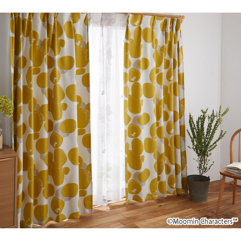 MOOMIN ROCK PATTERN ドレープカーテン A1009ダークグレー A1010イエロー