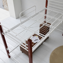 【お客様組立品】 天然木脚パイプベッド シングルサイズ 高さ140.5cm 幅209cm ハイタイプ IRI-1042SET