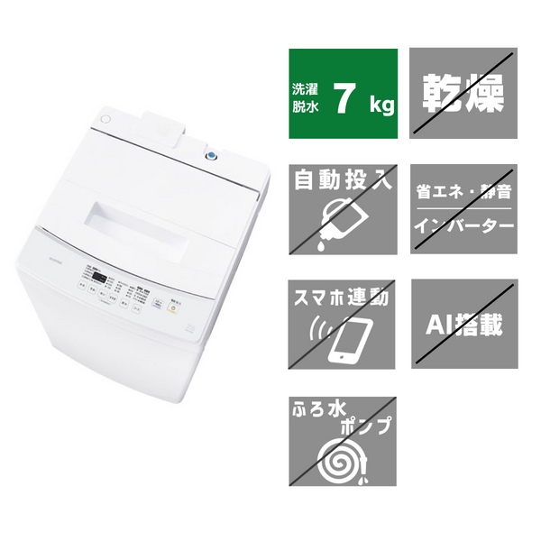 【アイリスオーヤマ】<br>全自動洗濯機<br>IAW-T705E-W