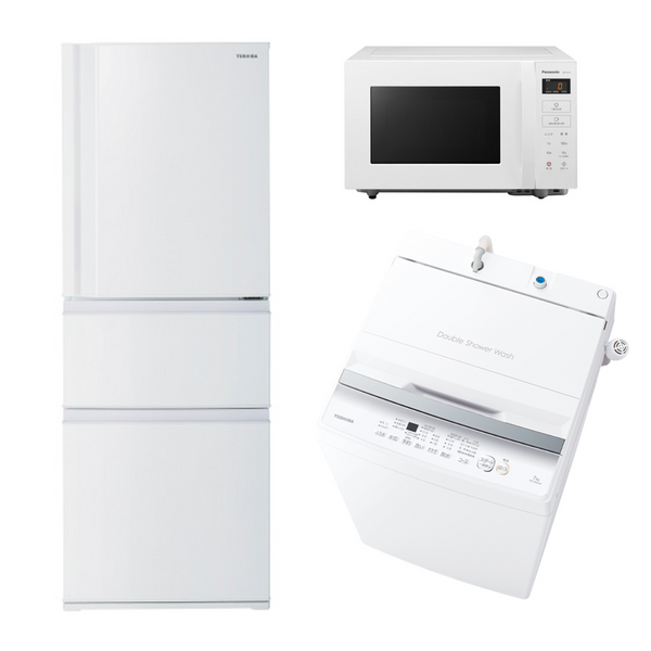 【99セット・TOSHIBA】<br>選べる家電3点セット<br>冷蔵庫・洗濯機にプラス1アイテム