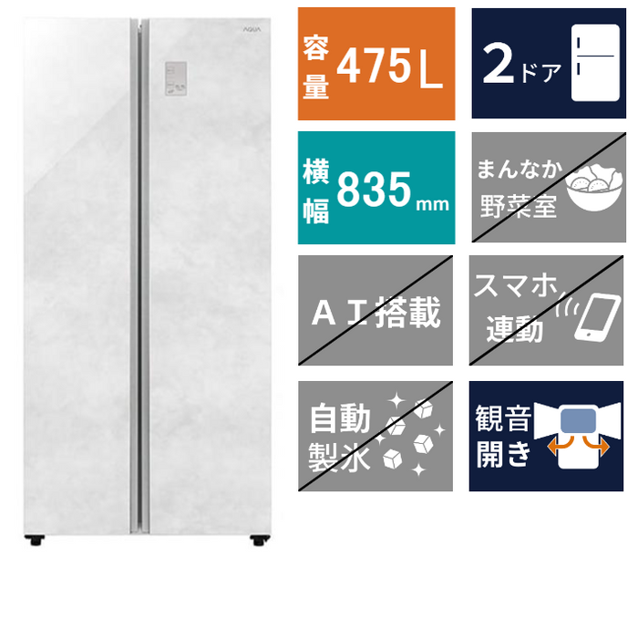 2ドア冷凍冷蔵庫 AQR-SBS48A(475L)