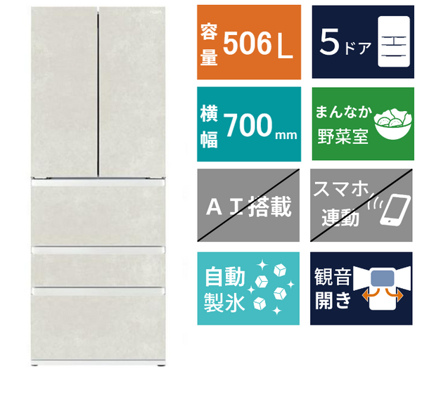 5ドア冷凍冷蔵庫　AQR-TX51R(506L)