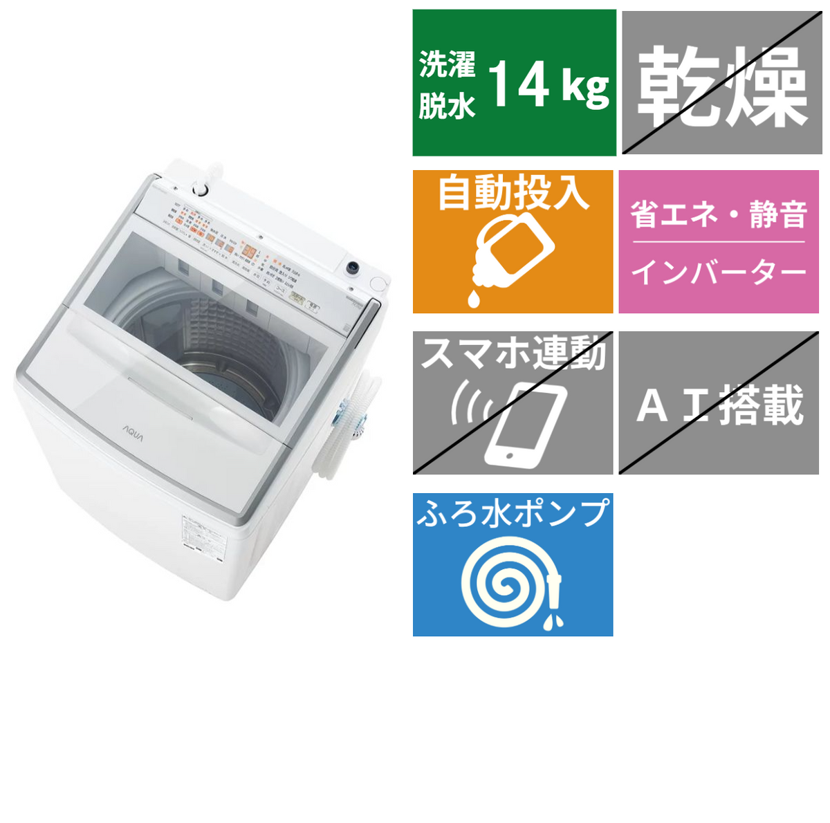 全自動洗濯機 AQW-VP14A(洗濯・脱水14.0kg)