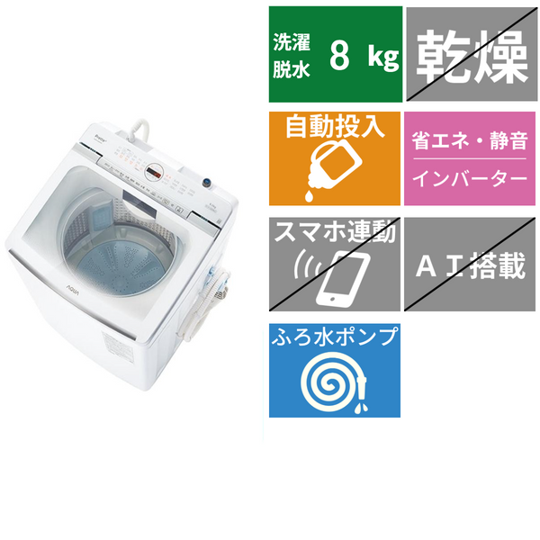 全自動洗濯機 AQW-VX8A(洗濯・脱水8.0kg)