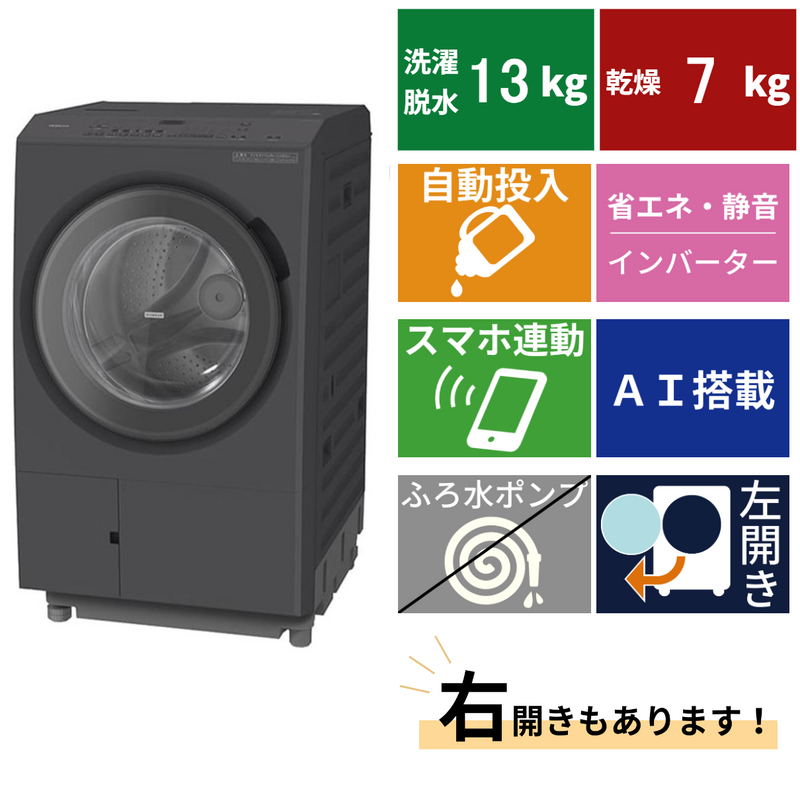 ドラム式洗濯機　BD-SX130ML(洗濯・脱水13.0kg、乾燥7.0)