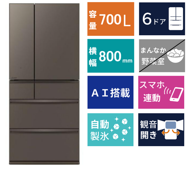 6ドア冷凍冷蔵庫 MR-WXD70N(700L)