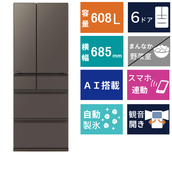 6ドア冷凍冷蔵庫 MR-WZ61N(608L)
