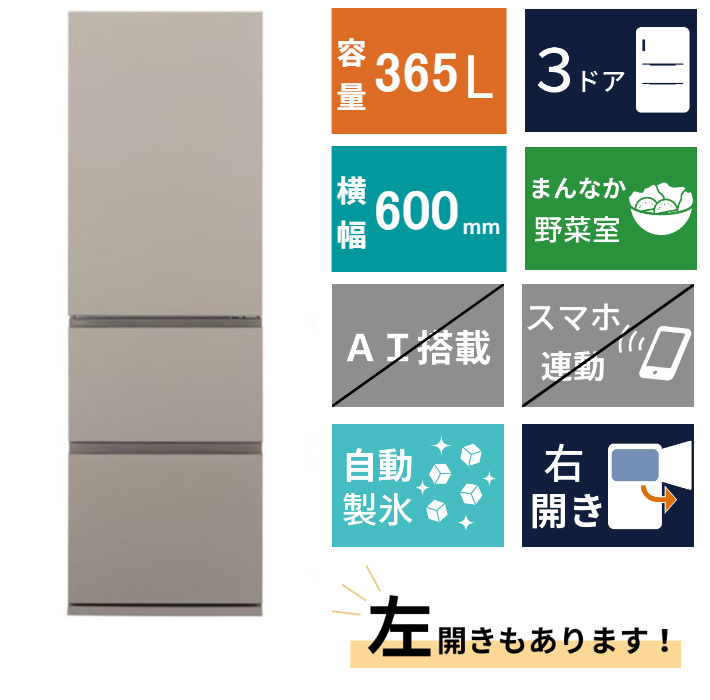 3ドア冷凍冷蔵庫　NR-C37ES2(365L)