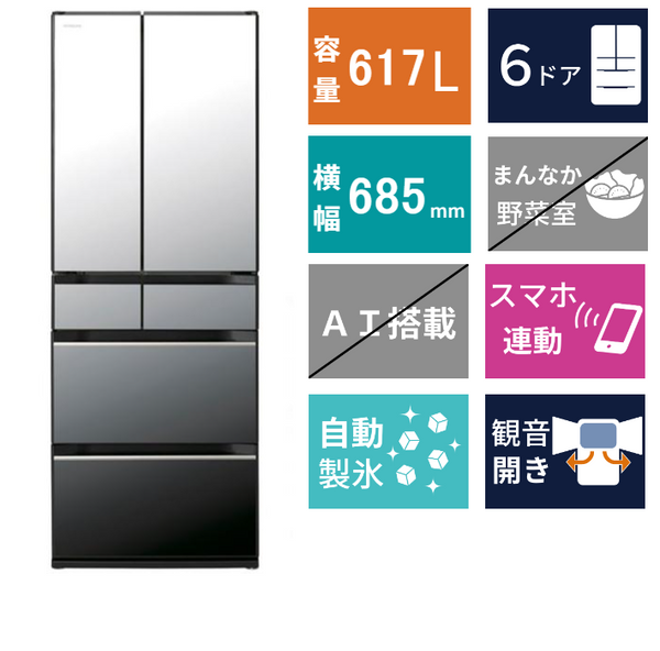 6ドア冷凍冷蔵庫　R-HXC62X(617L)