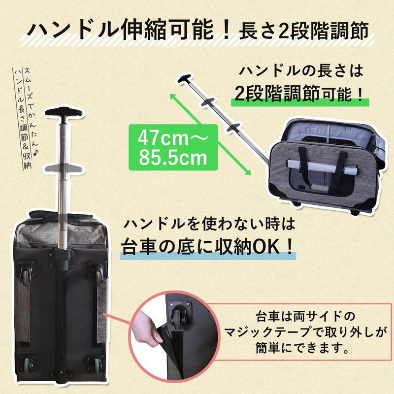 【 Sun Ruck 】<br>ハンドル付ペットキャリー<br>グレー<br> SR-PCR01-GY