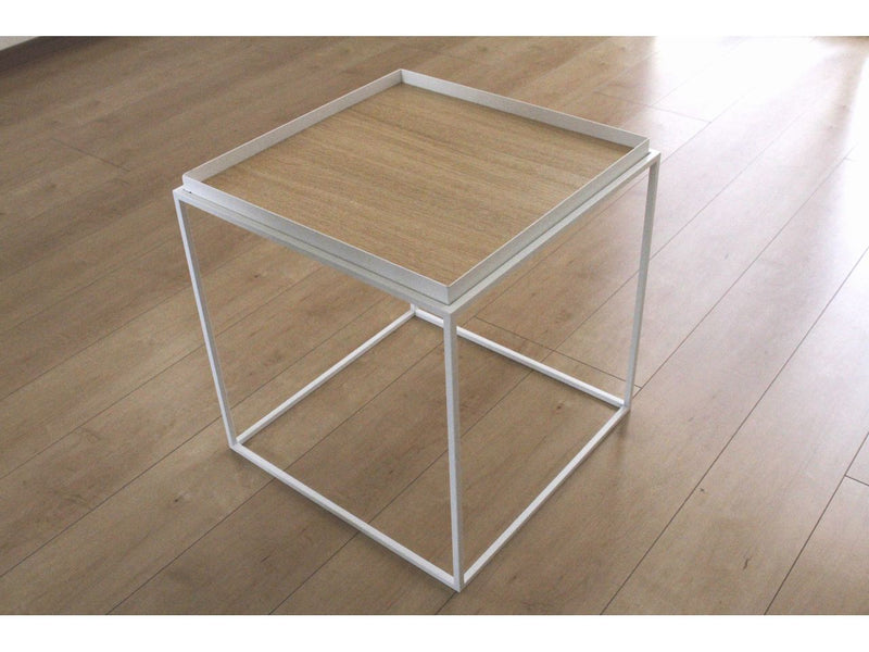 トレイテーブル（天板：鉄製トレイ・ナラ突板貼り）