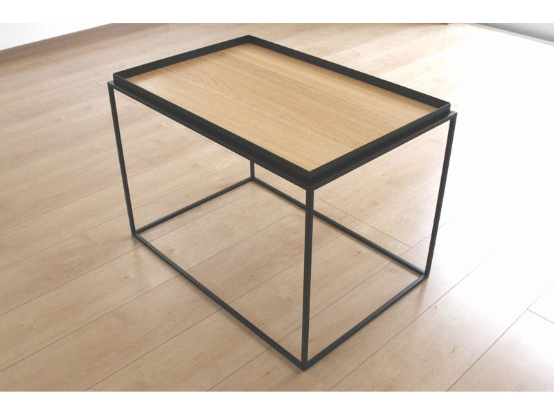 トレイテーブル（天板：鉄製トレイ・ナラ突板貼り）
