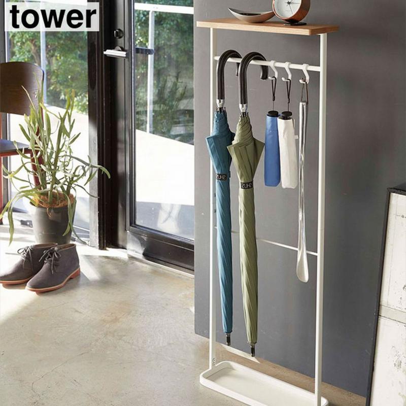 tower】 天板付き引っ掛け傘立て タワー ホワイト ブラック 山崎実業 tower】 天板付き引っ掛け傘立て タワー ホワイト ブラック 山崎実業
