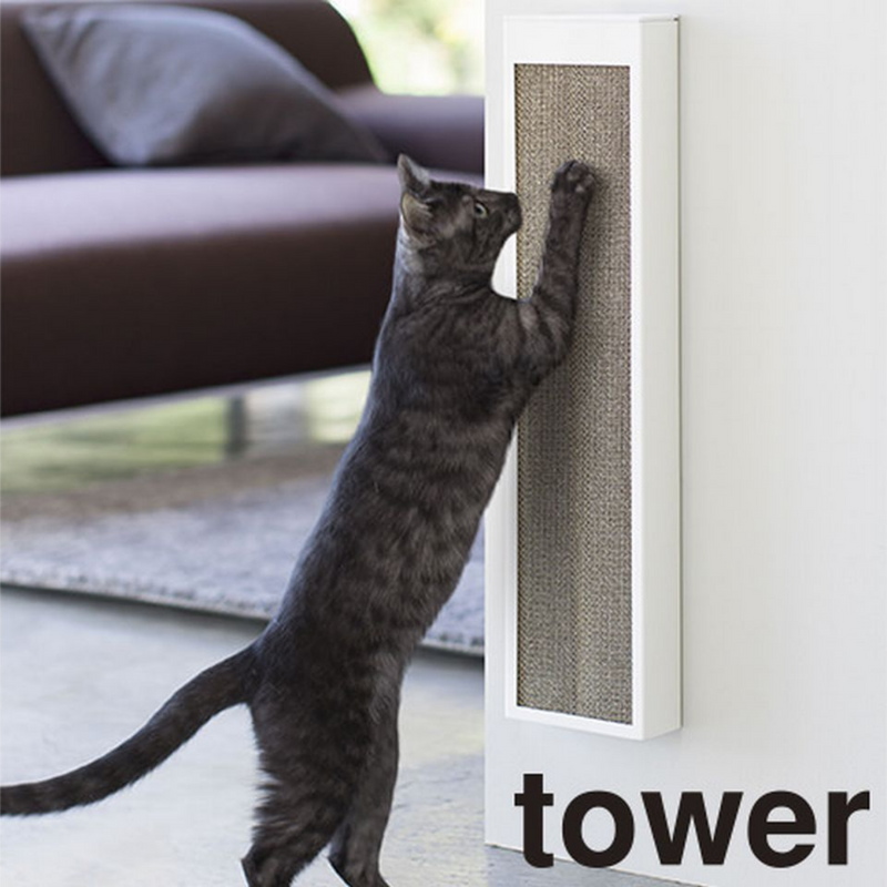 【tower】猫の爪とぎケース ホワイトブラック 山崎実業4210/4211