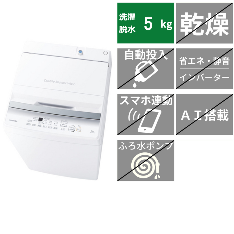 TOSHIBA 洗濯機 AW-5GA2 5kg 2023年製 家電 K596-