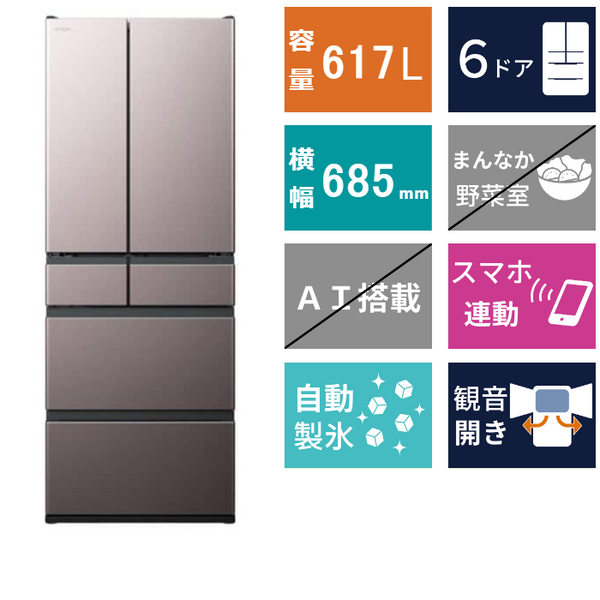 6ドア冷凍冷蔵庫<br>R-HXC62V (617L)