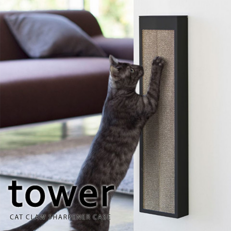【tower】猫の爪とぎケース ホワイトブラック 山崎実業4210/4211
