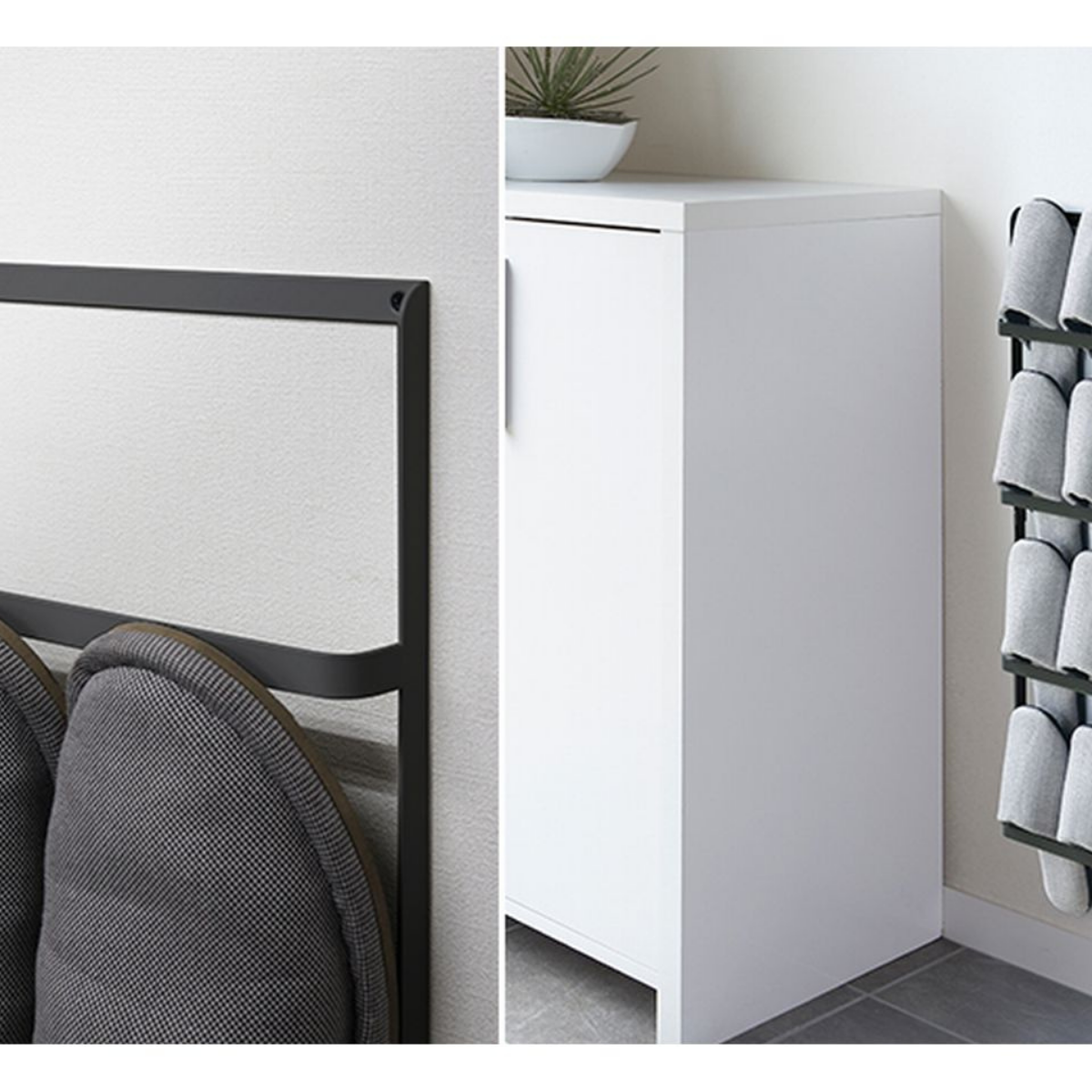 tower】下駄箱扉＆引っ掛け式スリッパラック ホワイト ブラック 山崎