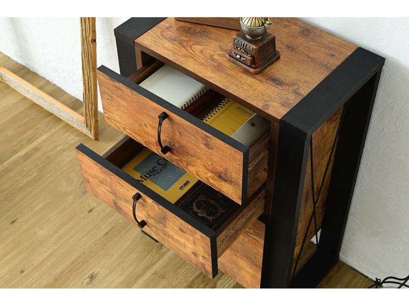 【お客様組立品】<br>brooklynシリーズ<br>リビングボードチェスト 3段<br>FBR-0003